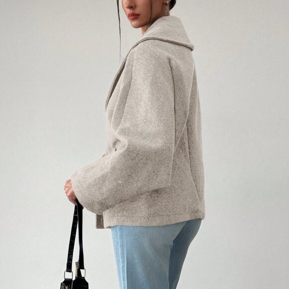 Khaki Casual Women's Elegant Lapel Versatile Coat - Picture 4 of 7